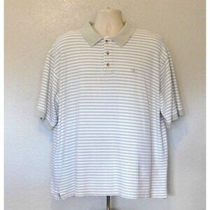 Duck Head Polo Shirt Mens XL Beige White Striped Short Sleeve Cotton